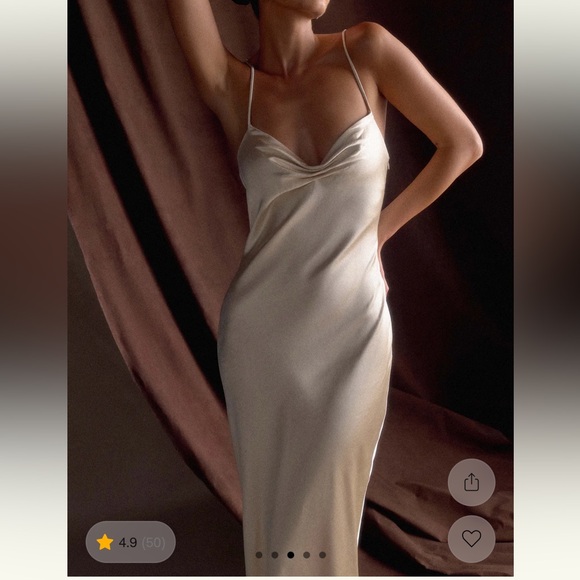 Meshki Lilly Sweetheart Satin Maxi - Blush Gold (champagne) - Picture 3 of 10